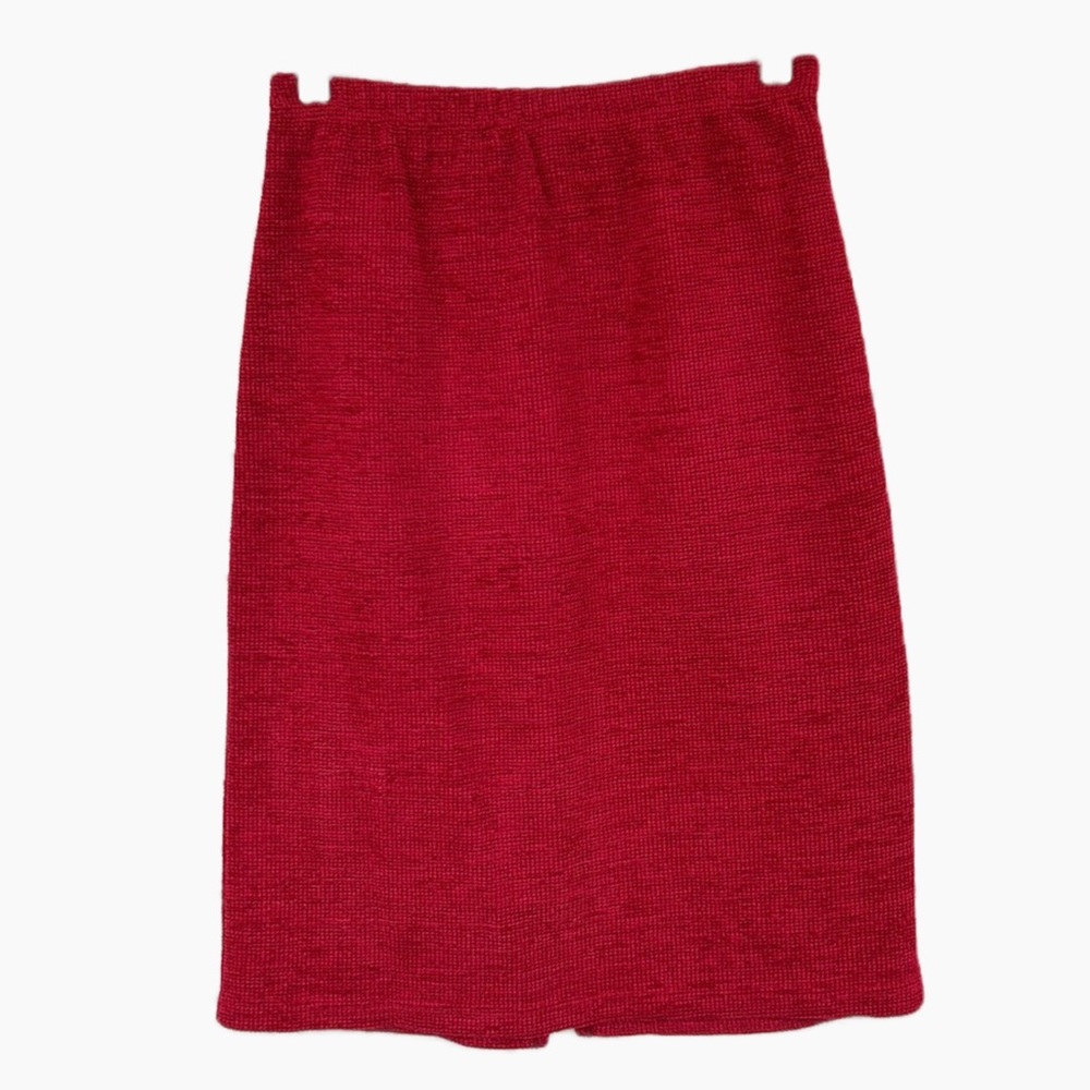 db Collection Chenille Skirt Petite Small Red Textured Midi Made in Romania
